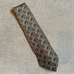 Museum Artifacts Men’s 100% Silk Tie Clock Sundial Gladiator Dragon Pattern